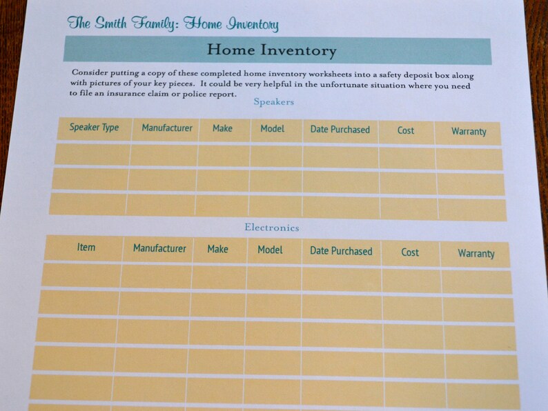 Home Inventory Organizer Kit 4 Documents IMMEDIATE DIGITAL Etsy
