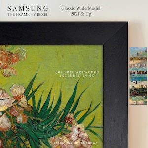 Samsung Frame TV & Frame PRO Handcrafted Real Wood Bezel - 65"  Model - 2.5'' Profile - Genuine Hardwood - Free TV Art collection Included
