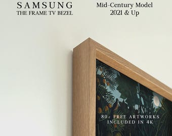Samsung The Frame TV PRO Mid Century Bezel - Legno vero lavorato a mano - 65" PRO - 3/4'' di larghezza x 2,5'' di profondità - Collezione gratuita di TV Art