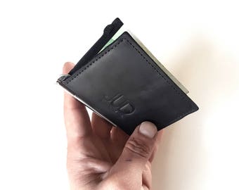 Black leather wallet men slim wallet SALE bifold leather wallet leather card holder money clip wallet for men gift for man black wallet
