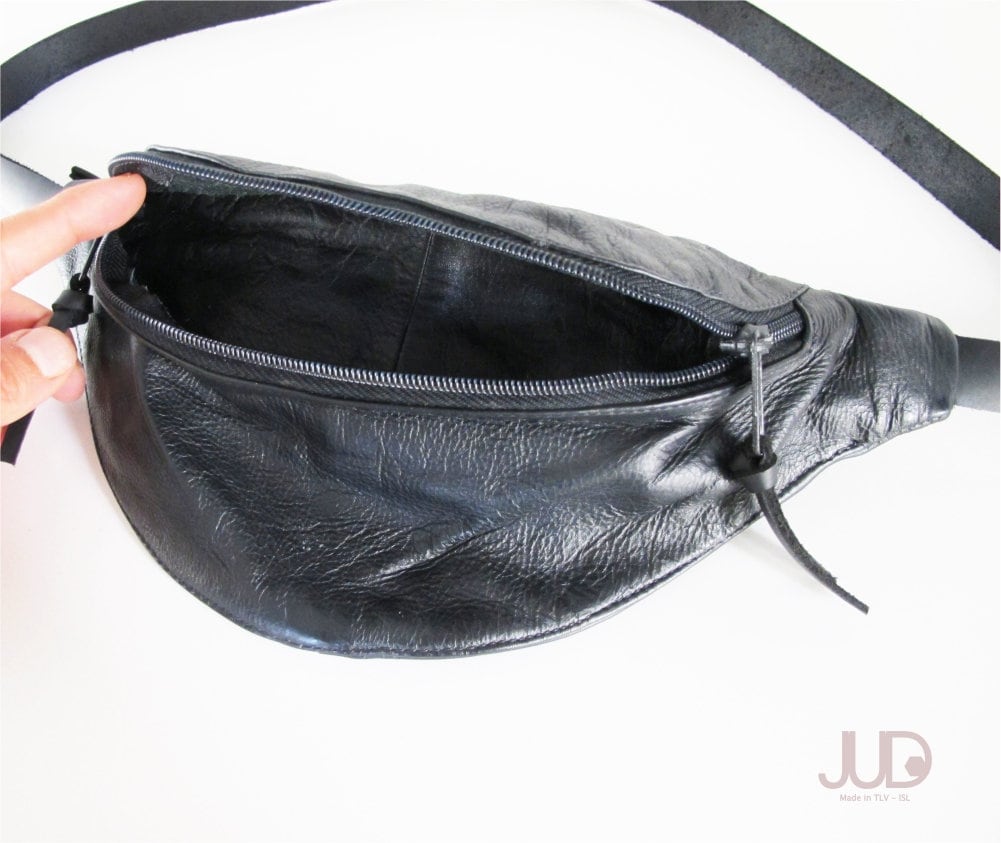 Black Leather Fanny Pack Men Black Leather Hip Bag SALE -  Hong Kong