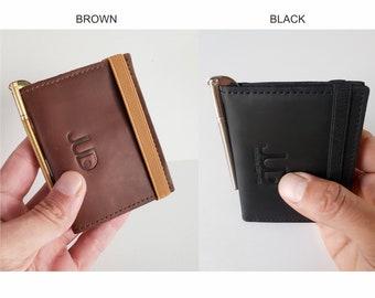 Geldklammer-Brieftasche für Männer- schlanke Ledergeldbörse Herren- dünne Herrenbrieftasche- schlanke Herrenbrieftasche- schlanke Kartenbrieftasche-Vortasche Lederbrieftasche Herren