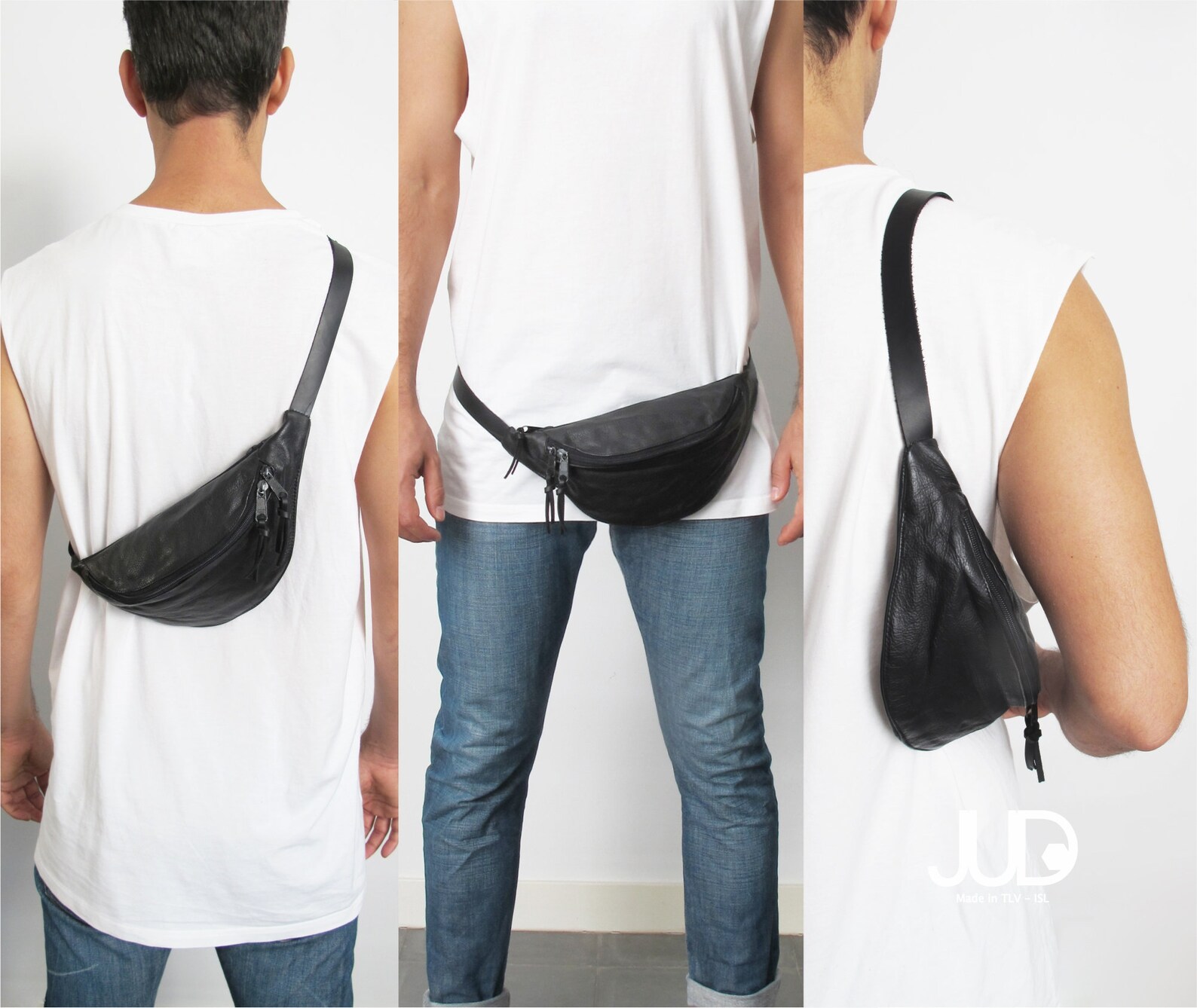 Leather Belt Bag- Black