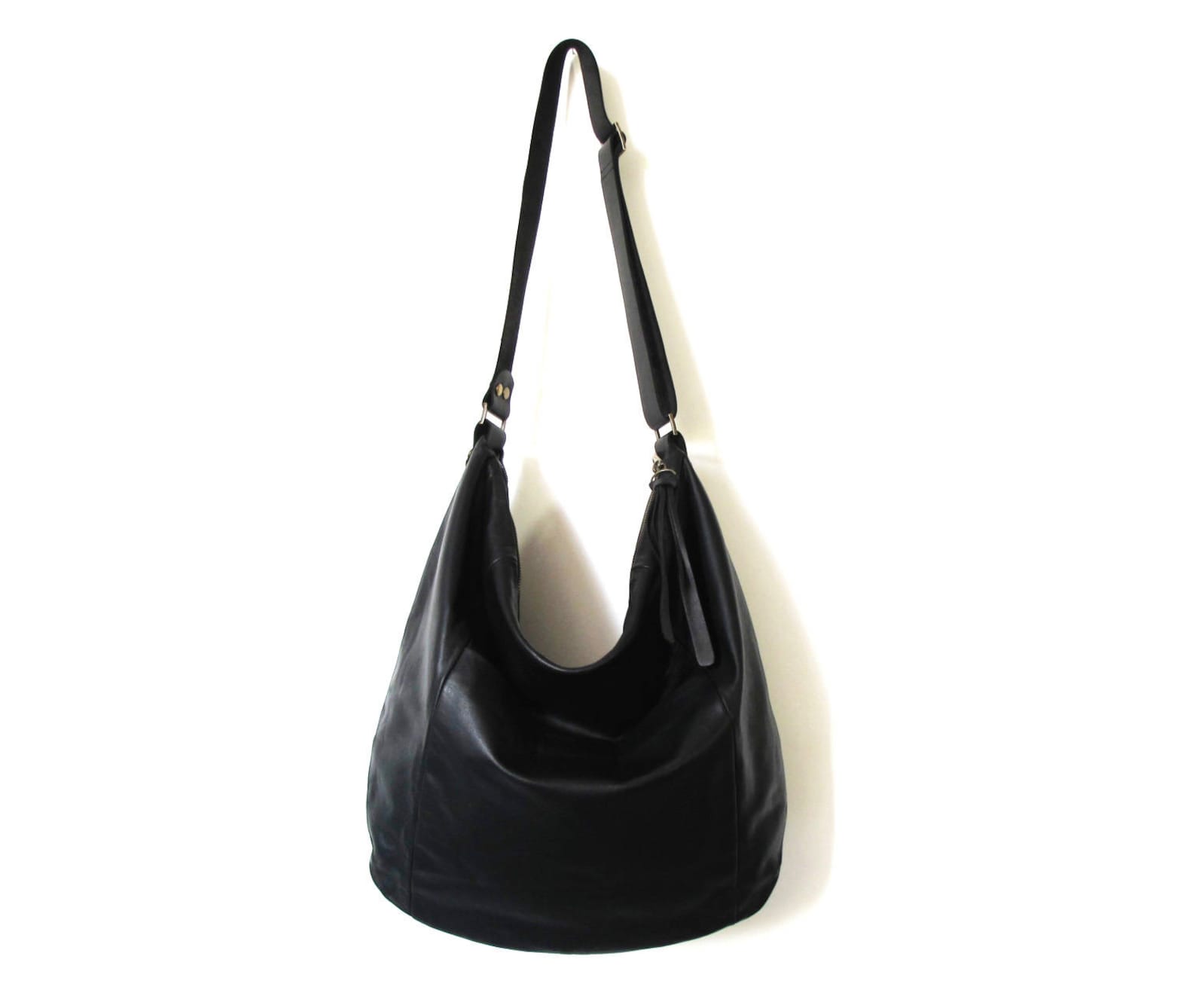 Black leather bag SALE leather hobo bag soft leather bag Etsy