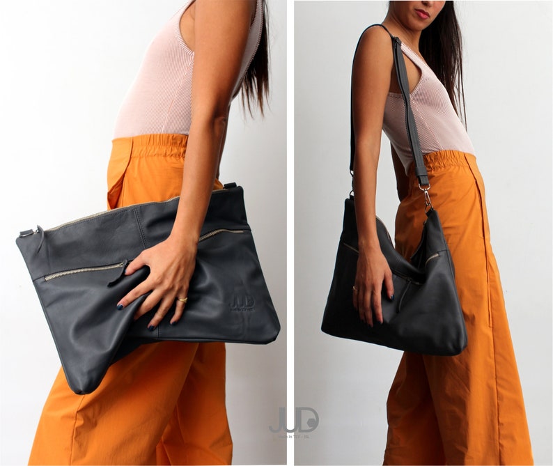 2in1 Black Leather Bag Women Soft Leather Bag SALE Leather Etsy