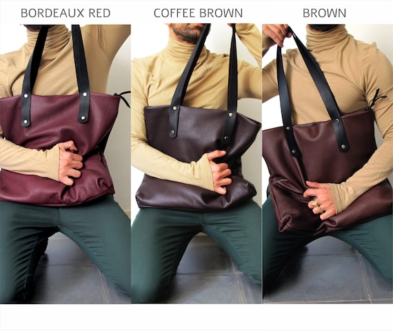 soft leather tote bag with zipper