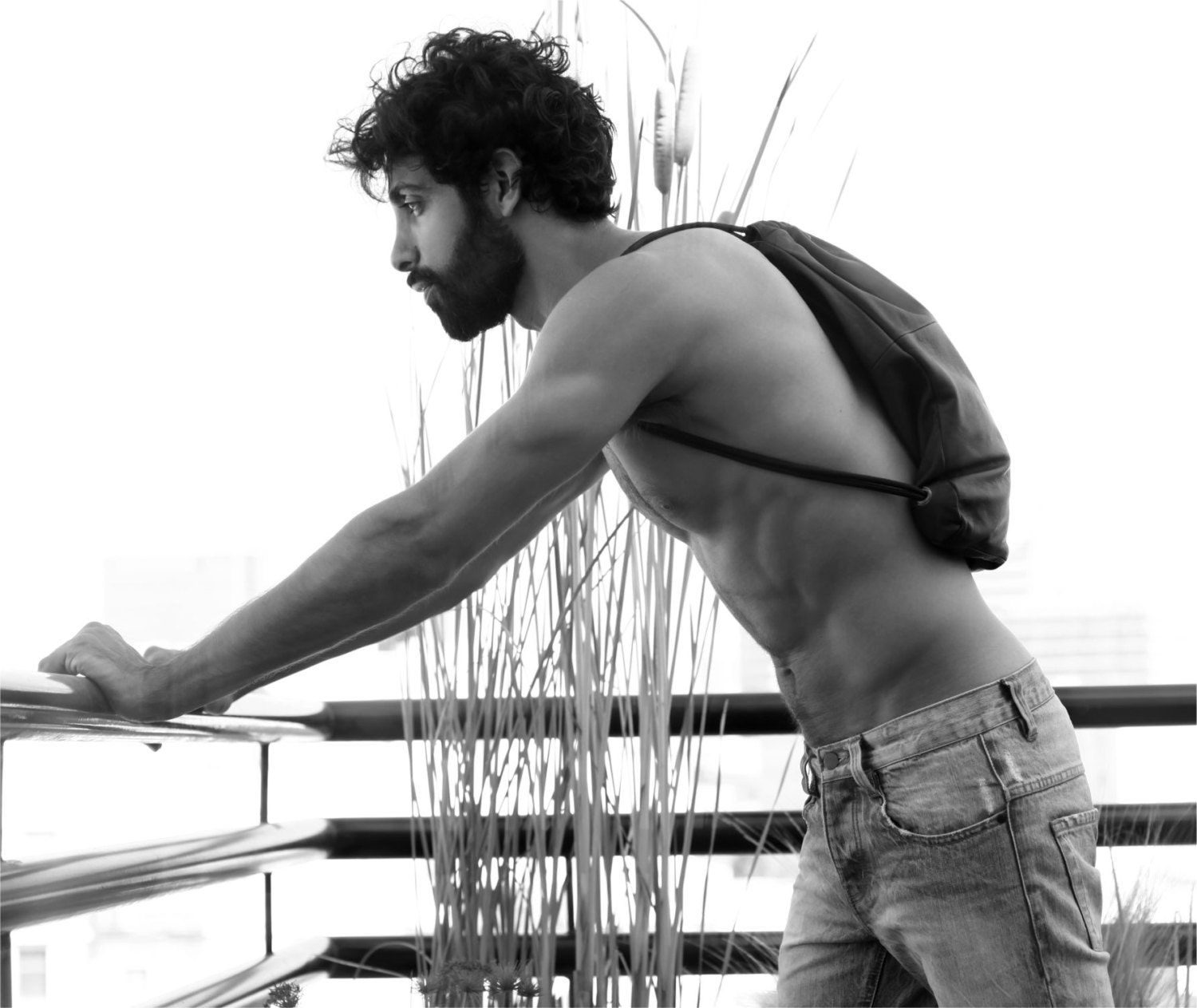 mens leather drawstring backpack