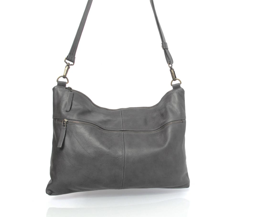 Grey Leather Hobo Bag Women Soft Leather Bag SALE Grey Leather - Etsy