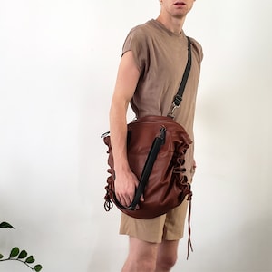 Large leather crossbody tote 3in1 convertible leather backpack women crossbody bag leather hobo bag convertible leather bag travel bag image 1