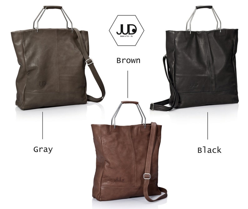 Gray leather bag leather handbag top handle bag SALE | Etsy