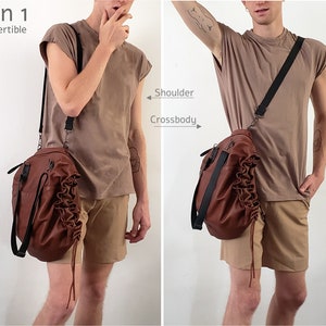 Large leather crossbody tote 3in1 convertible leather backpack women crossbody bag leather hobo bag convertible leather bag travel bag image 7