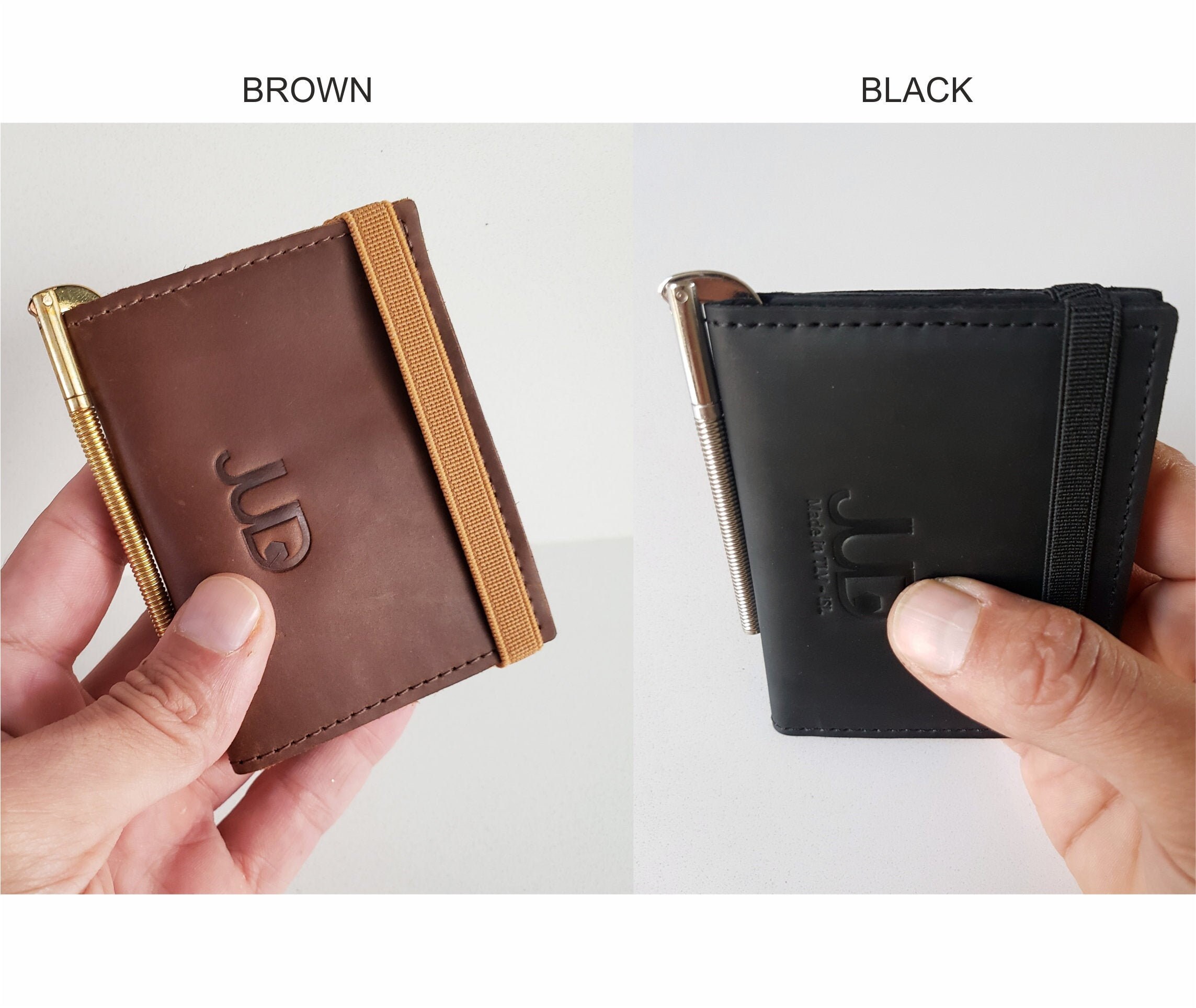 Leather Money Clip Wallet. Mens Wallet With Money Clip. Slim 