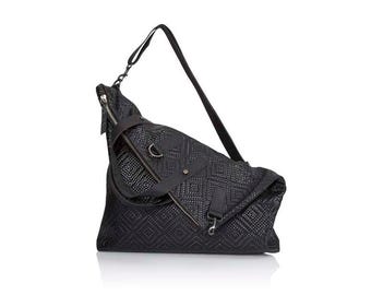 5in1 Woven black leather crossbody bag convertible soft Leather bag black leather messenger bag women leather backpack leather Rucksack