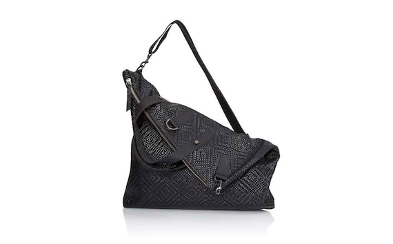 5in1 Woven black leather crossbody bag convertible soft Leather bag black leather messenger bag women leather backpack leather Rucksack