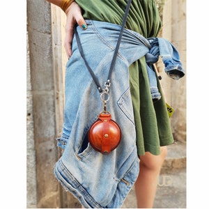 Ball shape leather wallet SALE leather change pouch women leather clutch wallet earphone case money pouch women mini purse change purse image 7