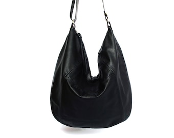 Schwarze Ledertasche Frauen schwarze Leder Geldbörse SALE Hobo Ledertasche Crossbody Tasche Leder Schultertasche Frauen Taschen große Ledertasche