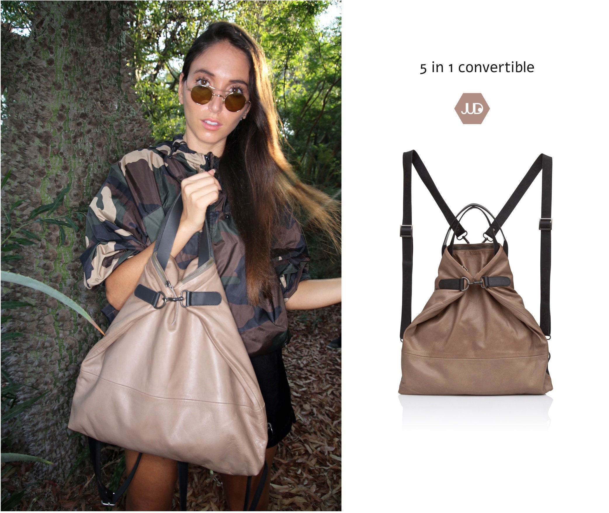 smart leather rucksack