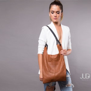 Camel brown leather bag women leather tote bag unisex leather bags SALE soft leather tote leather handbag handmade large leather crossbody image 3