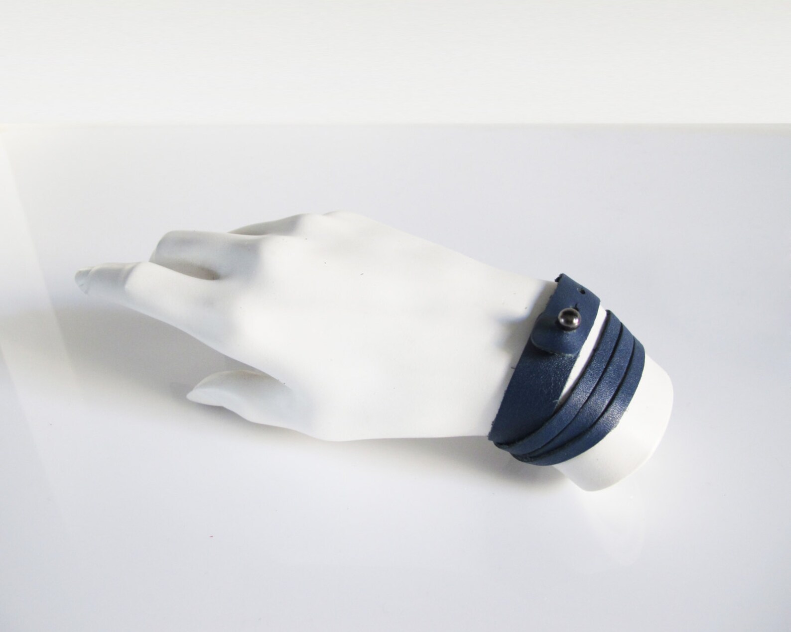 SALE Navy Blue Leather Wrap Bracelet Double Wrap Leather Etsy