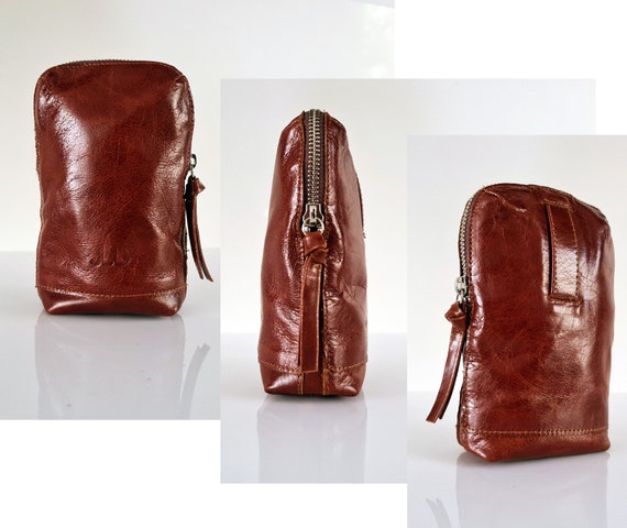 3in1 Small Cognac brown leather purse bag SALE small shoulder bag crossbody bag leather zipper bag handmade leather bags evening leather bag