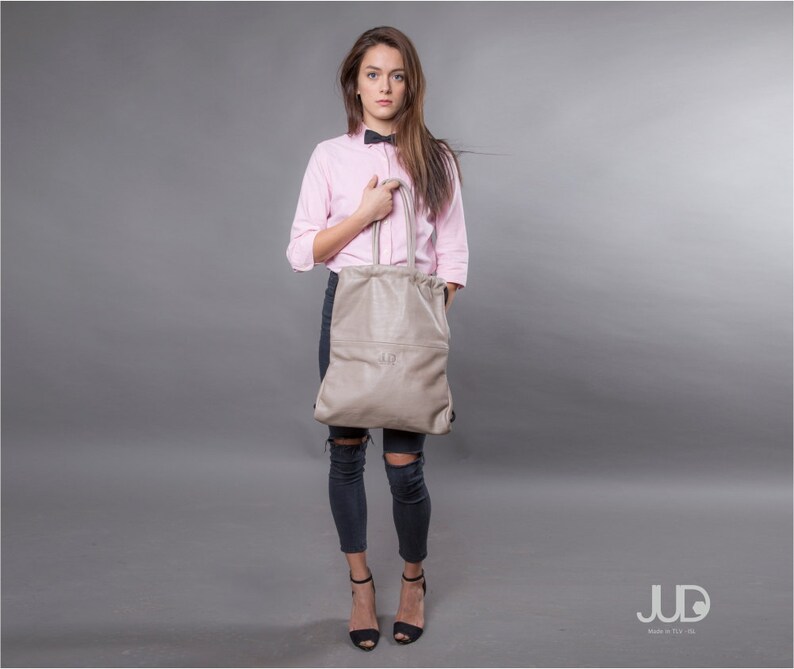 Light Gray Leather Backpack Purse Multi Way Leather Bag SALE Etsy