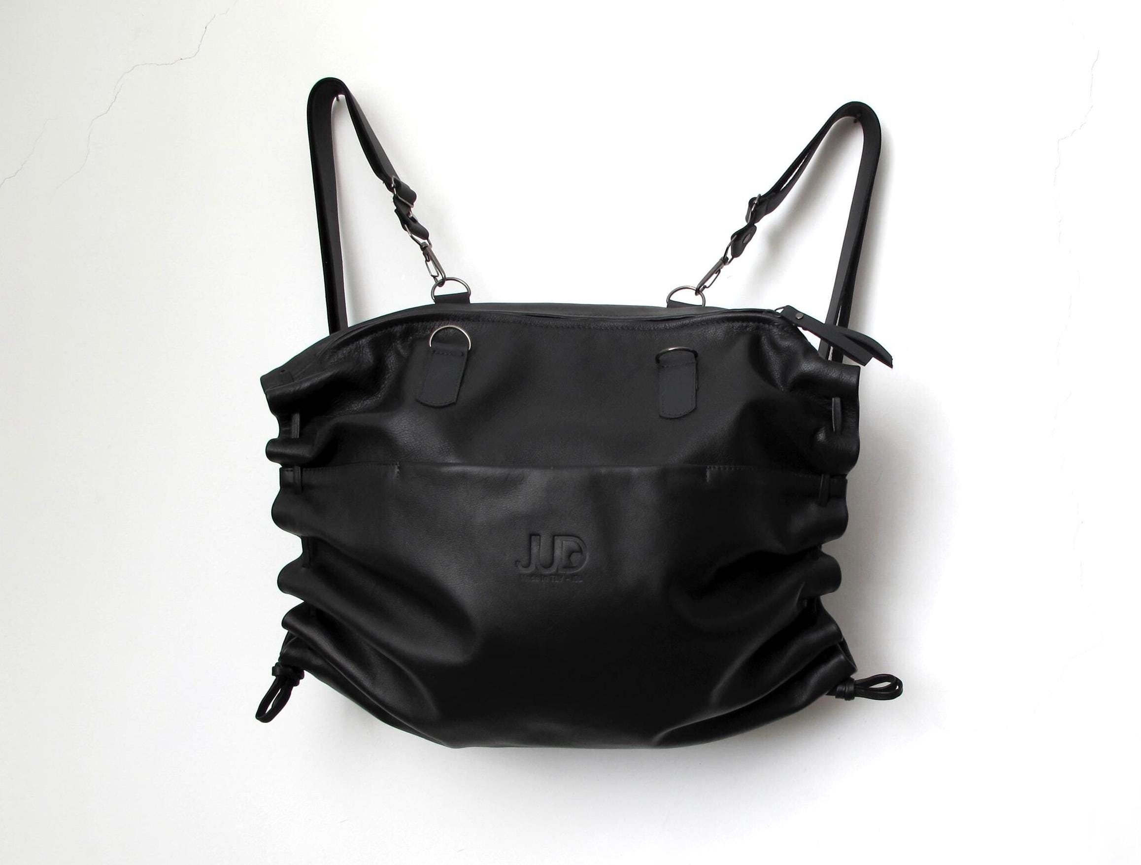3 in 1 black leather backpack messenger bag 3-in-1 Black Leather Backpack Tote | Convertible Leather Laptop Bag,  Crossbody Leather Rucksack Purse for Women, Versatile Convertible Bag
