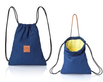 Navy Blue Denim Backpack Purse Multi-way Back Bag Women Sack  display picture 3