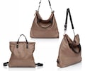 Walnut brown Leather hobo bag convertible soft leather bag crossbody bags leather backpack leather shoulder bag leather tote bag with zipper product logo