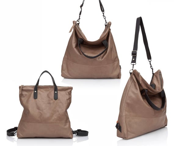 Walnut brown Leather hobo bag convertible soft leather bag crossbody bags leather backpack leather shoulder bag leather tote bag with zipper