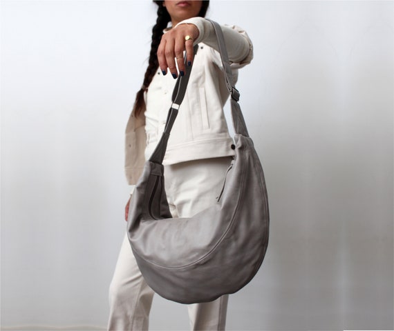 BANANA REPUBLIC Ivory-Cream Woven Cotton Textile & Leather Hobo Handbag