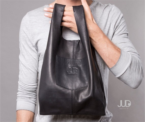 Leather Shopper bag - tote bag for ladies in black or brown. Soft
