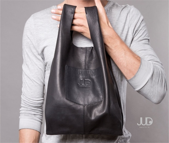 Leather Shopper bag - tote bag for ladies in black or brown. Soft