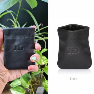 Cartera de cuero de pitón negro- billetera exprimidora monedas de cuero bolsa pequeña billetera de monedas- marco flexible bolsa de monedas tarjetas bolsa de baratija cuero JUDtlv