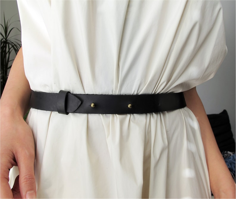 Long Black Leather Belt Soft Leather Belt Unisex Thin Leather - Etsy
