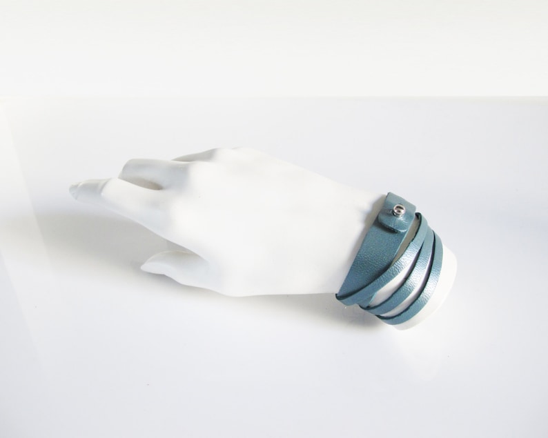 SALE Navy Blue Leather Wrap Bracelet Double Wrap Leather Etsy