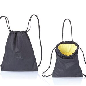 Black Canvas Drawstring Backpack Tote - Black Backpack