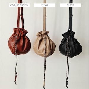 Leder Bucket Bag Damen Leder Crossbody Bag, Hobo Bag weiches Leder Kordelzug, Leder Sack Tasche, runde Ledertasche Leder Gürteltasche