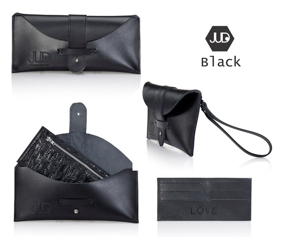 3 in 1 Black Leather Clutch Wallet Leather Belt Bag Leather Crossbody Bag UNISEX Leather Wristlet Clutch Purse Gift for Her Gift for Him Etsy