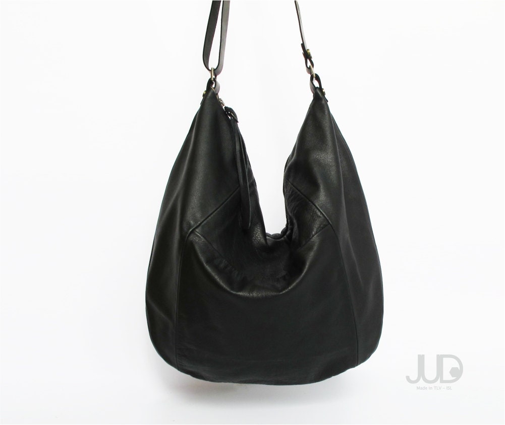 Black leather bag leather purse SALE hobo leather bag | Etsy