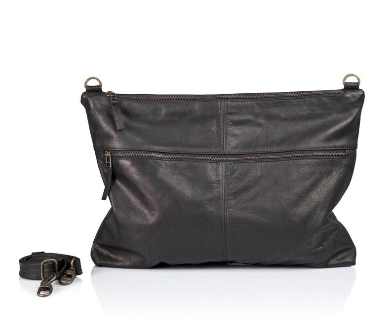 Black Leather Messenger Bag Women Soft Leather Purse SALE Etsy