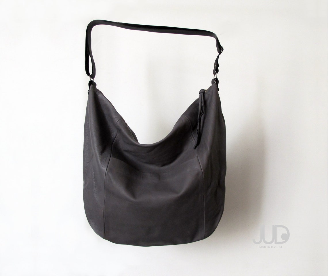 Gray leather sling bag SALE leather hobo bag soft leather Etsy
