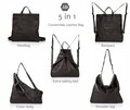 5IN1 Soft black leather bag women diaper bag backpack convertible bag mothers leather bag mom diaper backpack baby bag leather new mom gift product logo