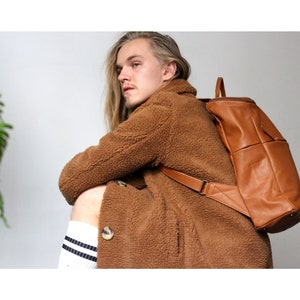 Tan brown leather Backpack unisex laptop backpack SALE travel backpack black leather rucksack leather back bag men backpack leather