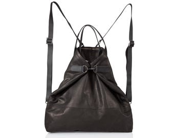 5-in-1 black leather diaper bag backpack | convertible bag for moms, baby bag, large leather backpack for women, new mom gift
