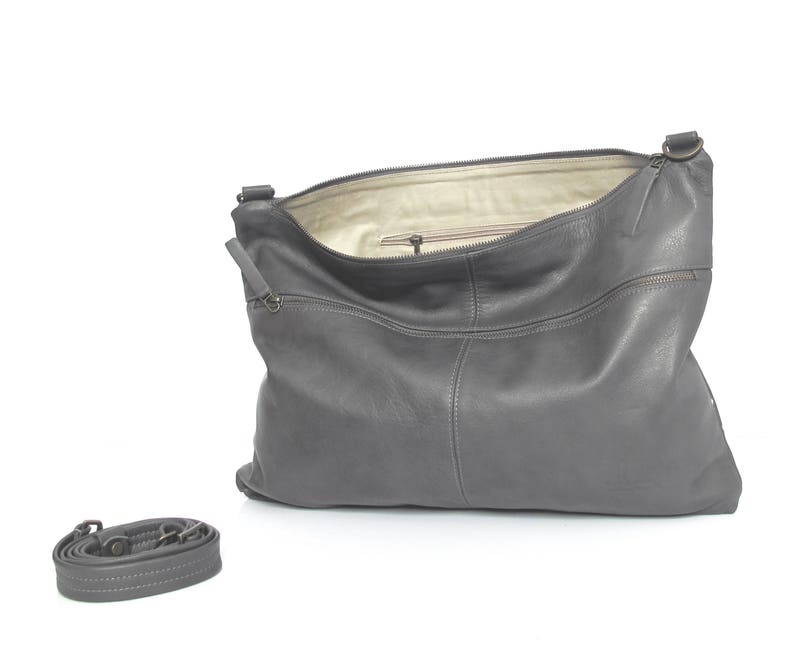Gray leather bag women leather messenger bag SALE large Etsy