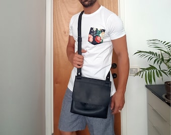 2in1 small crossbody bag men mini crossbody bag men black leather bag small leather messenger unisex leather satchel leather travel bag