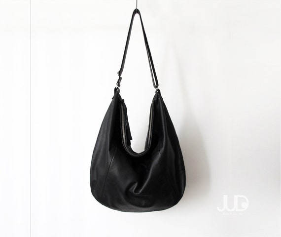 BIG BLACK Shoulder Bag, Leather Shopper Bag for Woman Black Tote Bag Large  Crossbody Purse Leather Handbag Brass Color Hardware - Etsy