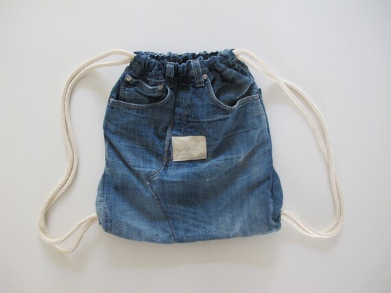 distressed denim backpack