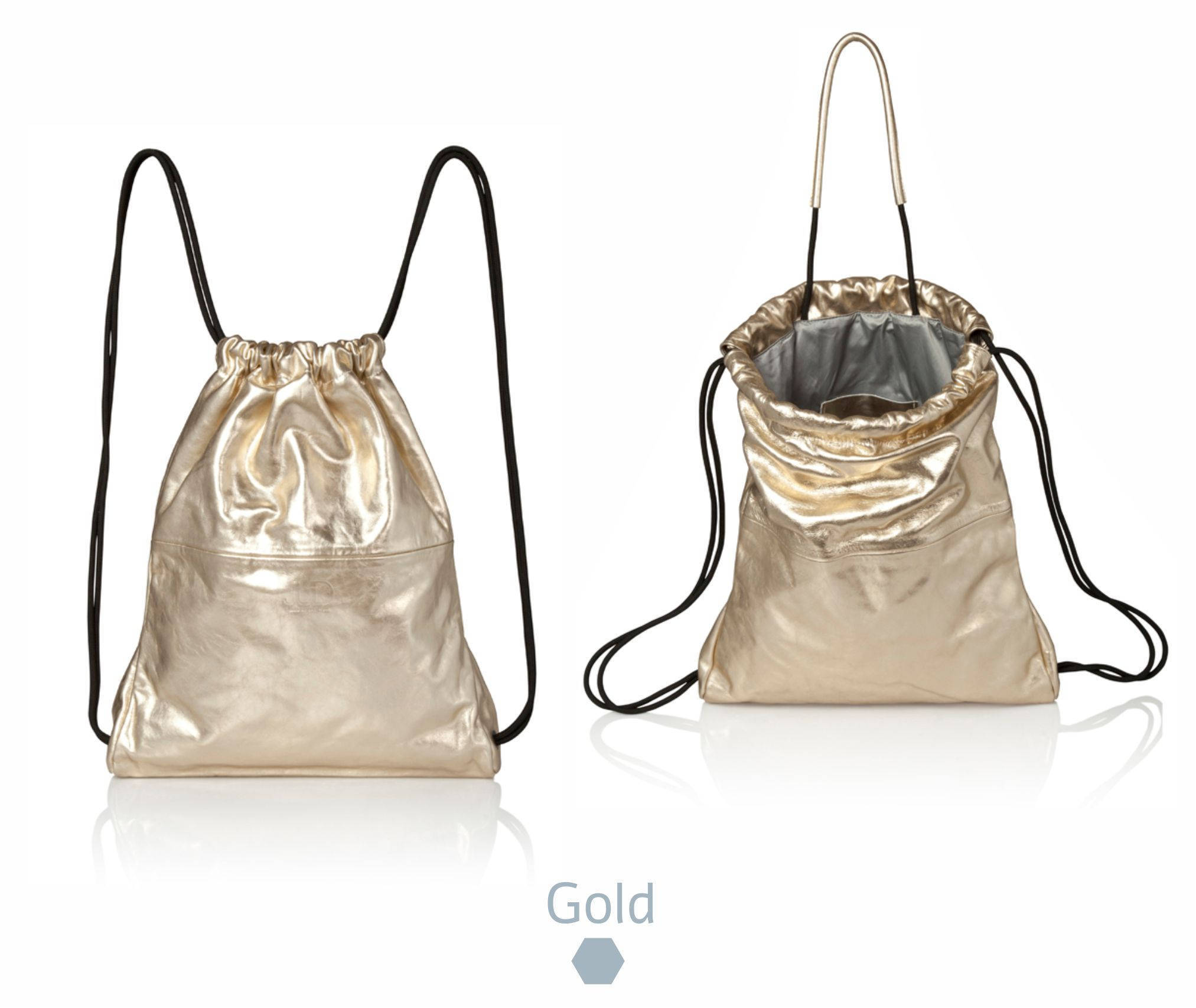 Gold leather backpack sale