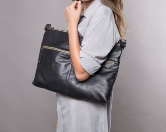 Soft black leather bag women soft leather purse SALE oversize clutch leather shoulder bag crossbody bag women messenger large leather purse